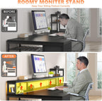 71" L Shaped Gaming Desk with Hutch & Printer Shelf for Gaming Room | Scratch-Resistant Carbon Fiber Tabletop, Raised Monitor Stand, 3 Closed Drawers, Dedicated Printer Shelf