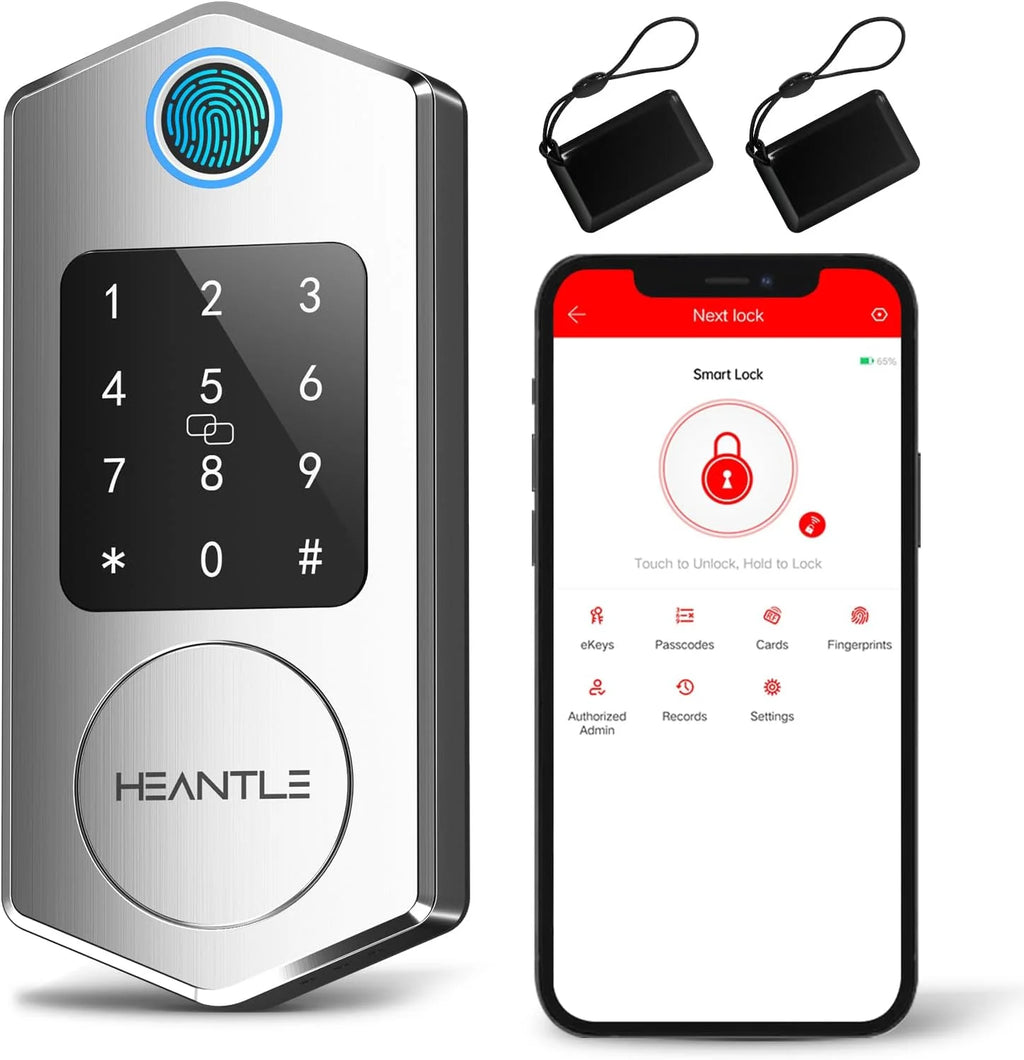 Smart Deadbolt Lock,  Fingerprint Smart Locks for Front Door with Bluetooth Electronic Keypads Keyless Entry Door Lock Deadbolt and IC Fob App Control Works with Alexa, Google Assistant