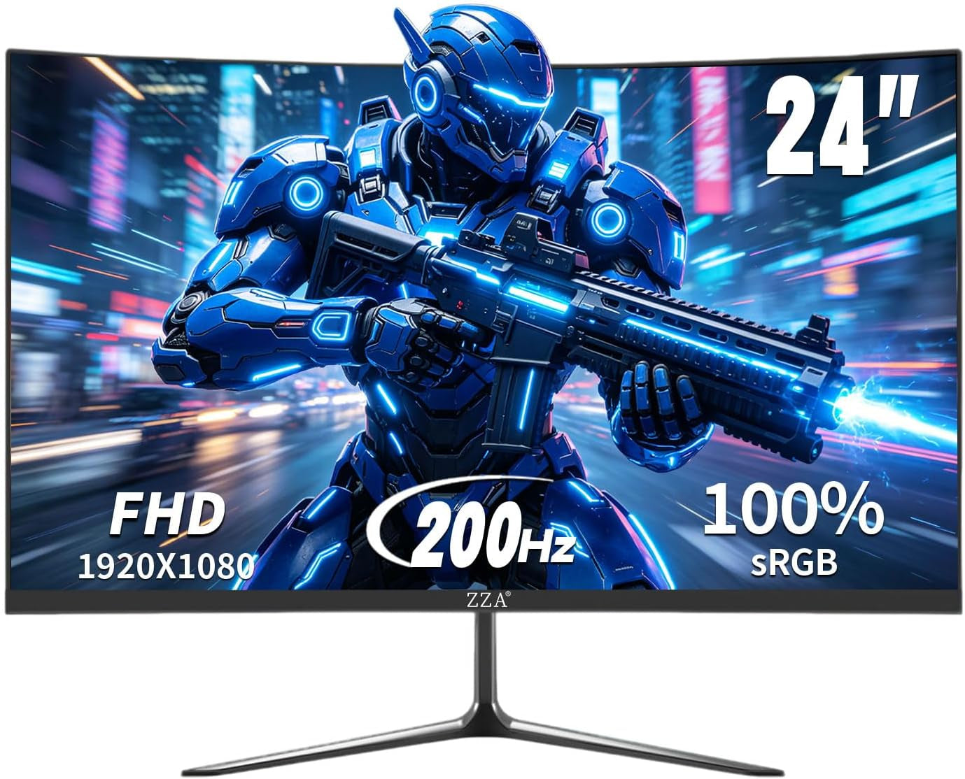 24 Inch Gaming Monitor 200Hz Curved Computer Monitor FHD 1080P, Curved 2800R VA Panel with 1Ms MPRT, Freesync, HDMI DP, VESA Mount for Gaming and Home Office