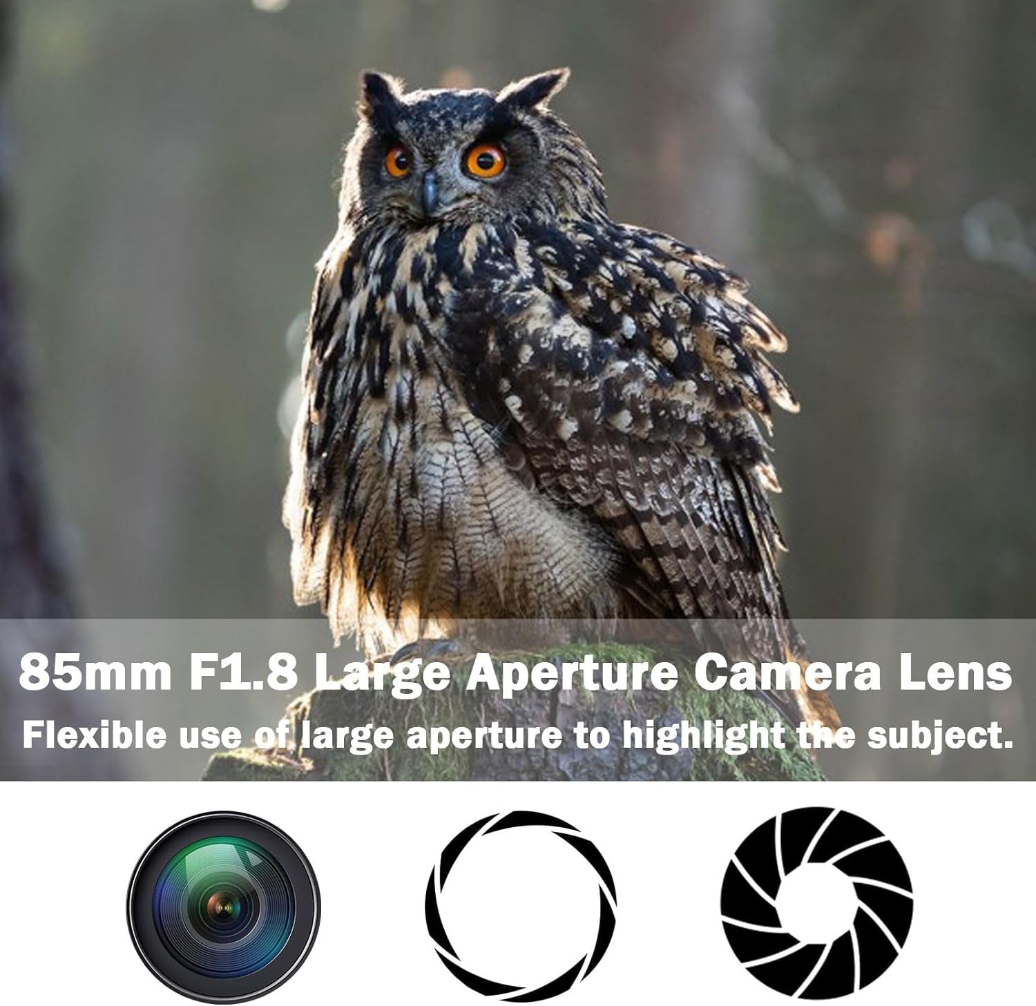 85Mm Lens for Canon RF 85Mm F1.8 Portrait Lens Manual Focus(Mf) for Canon EOS R/Ra/Rp/R3/R5/R5 C/R6/R6 Mark II /R7/R8/R10/R50/R100 Mirrorless Camera (For Canon R Series)