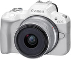Canon EOS R50 Mirrorless Camera Rf-S18-45Mm F4.5-6.3 Is STM Lens Kit, 24.2 Megapixel CMOS (APS-C) Sensor, 4K Video, Hybrid Camera, Photo and Video, Vlogging, Content Creator, RF Mount, White | 24.2MP Aps-C Sensor • 4K UHD Video • Rf-S 18-45Mm F/4.5-6.3 Is Stm Lens • Compact Vlogging and Photo Kit