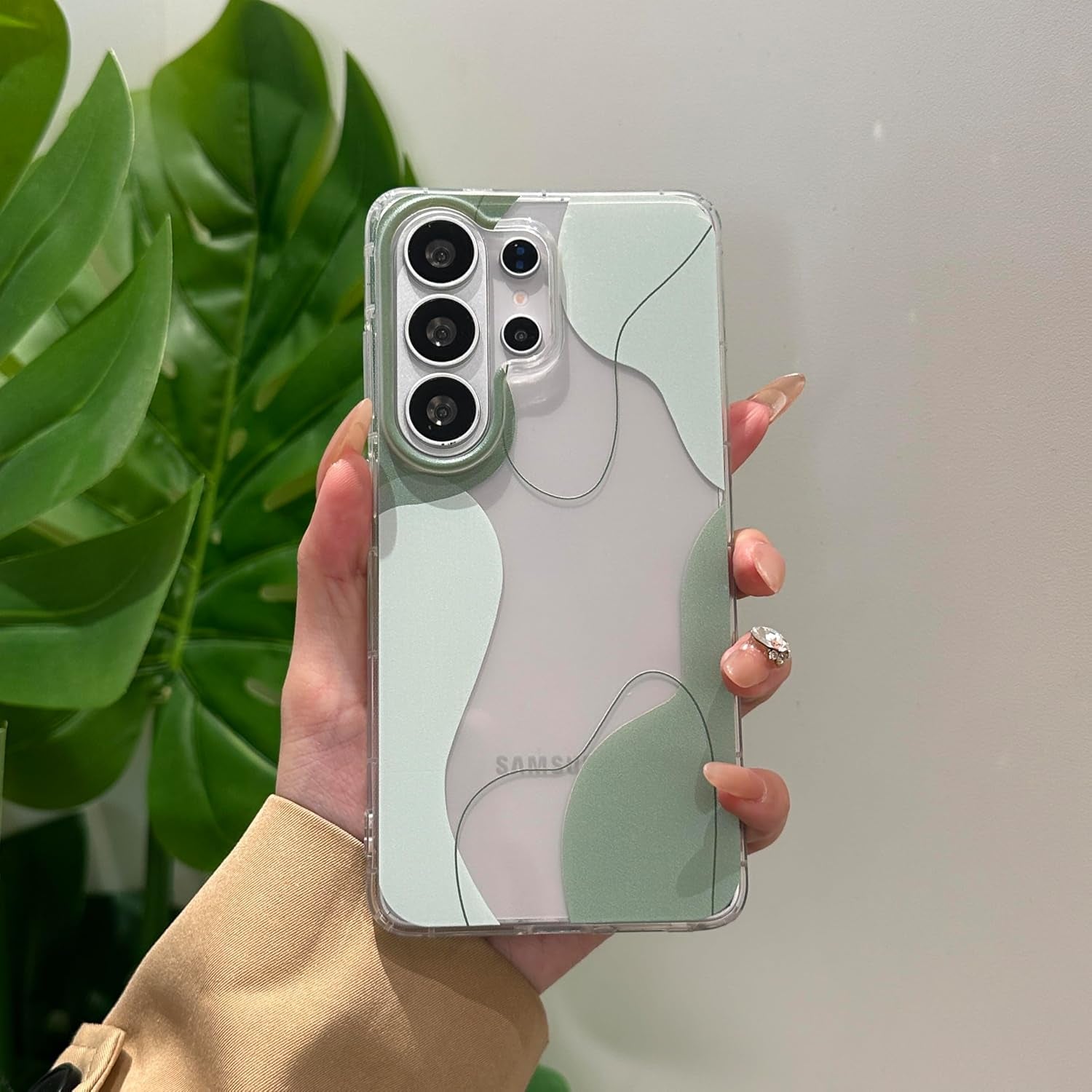 Compatible with Samsung Galaxy S26 Ultra Case, Soft Shaped Art Design with Built-In Bumper Protective Phone Case, Cute Slim TPU Cover Designed for Samsung Galaxy S26 Ultra Case, Green