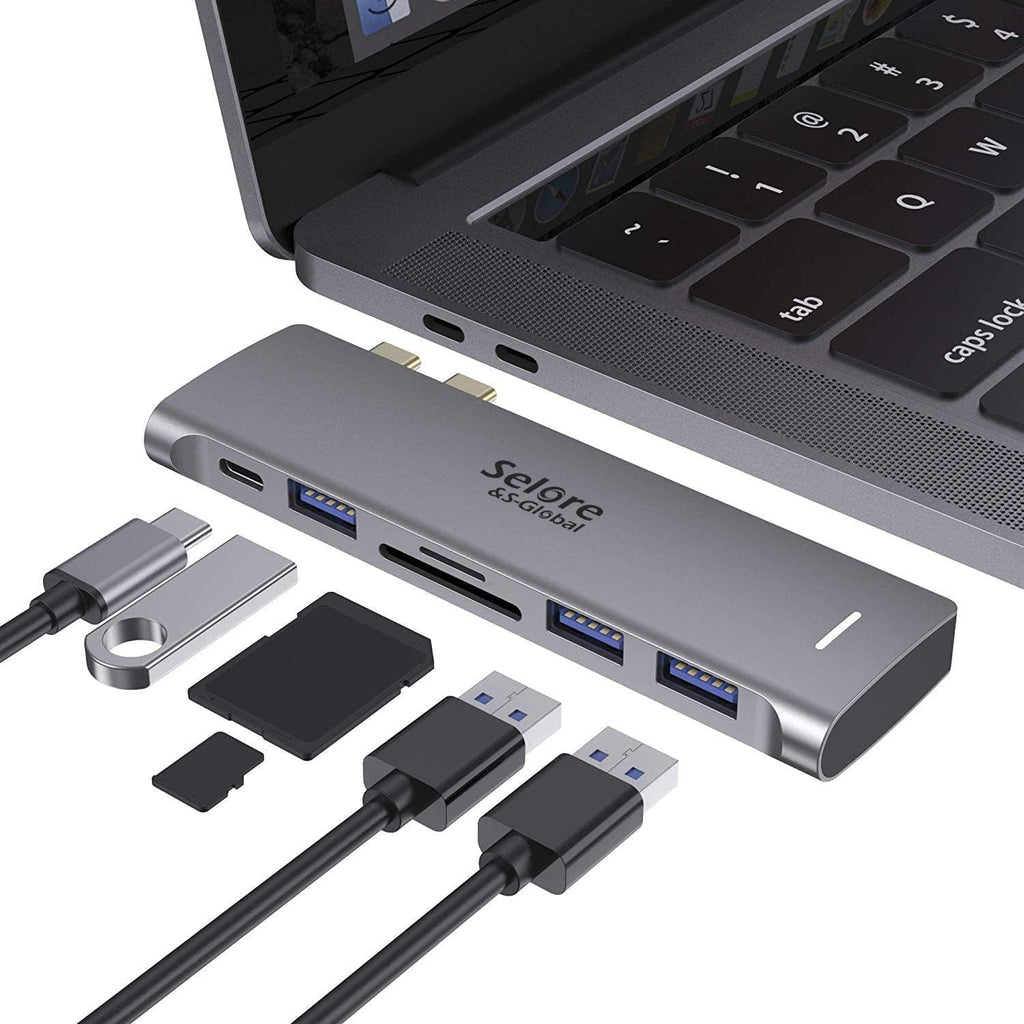 USB C Adapter for Macbook Pro/Air M1 M2 M3 2021 2020 2019 13" 15" 16", 6 in 1 USB-C Hub Macbook Pro Accessories with 3 USB 3.0 Ports,Usb C to Microsd/Sd Card Reader and 100W Thunderbolt 3 PD Port