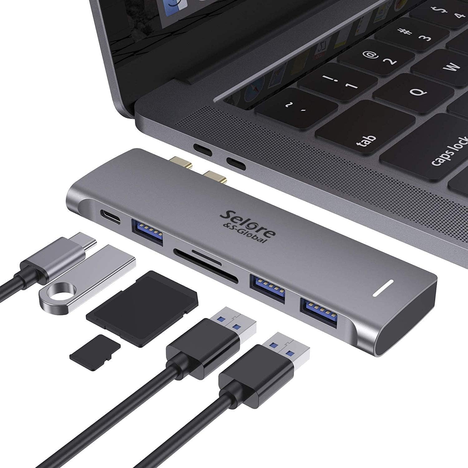 USB C Adapter for Macbook Pro/Air M1 M2 M3 2021 2020 2019 13" 15" 16", 6 in 1 USB-C Hub Macbook Pro Accessories with 3 USB 3.0 Ports,Usb C to Microsd/Sd Card Reader and 100W Thunderbolt 3 PD Port