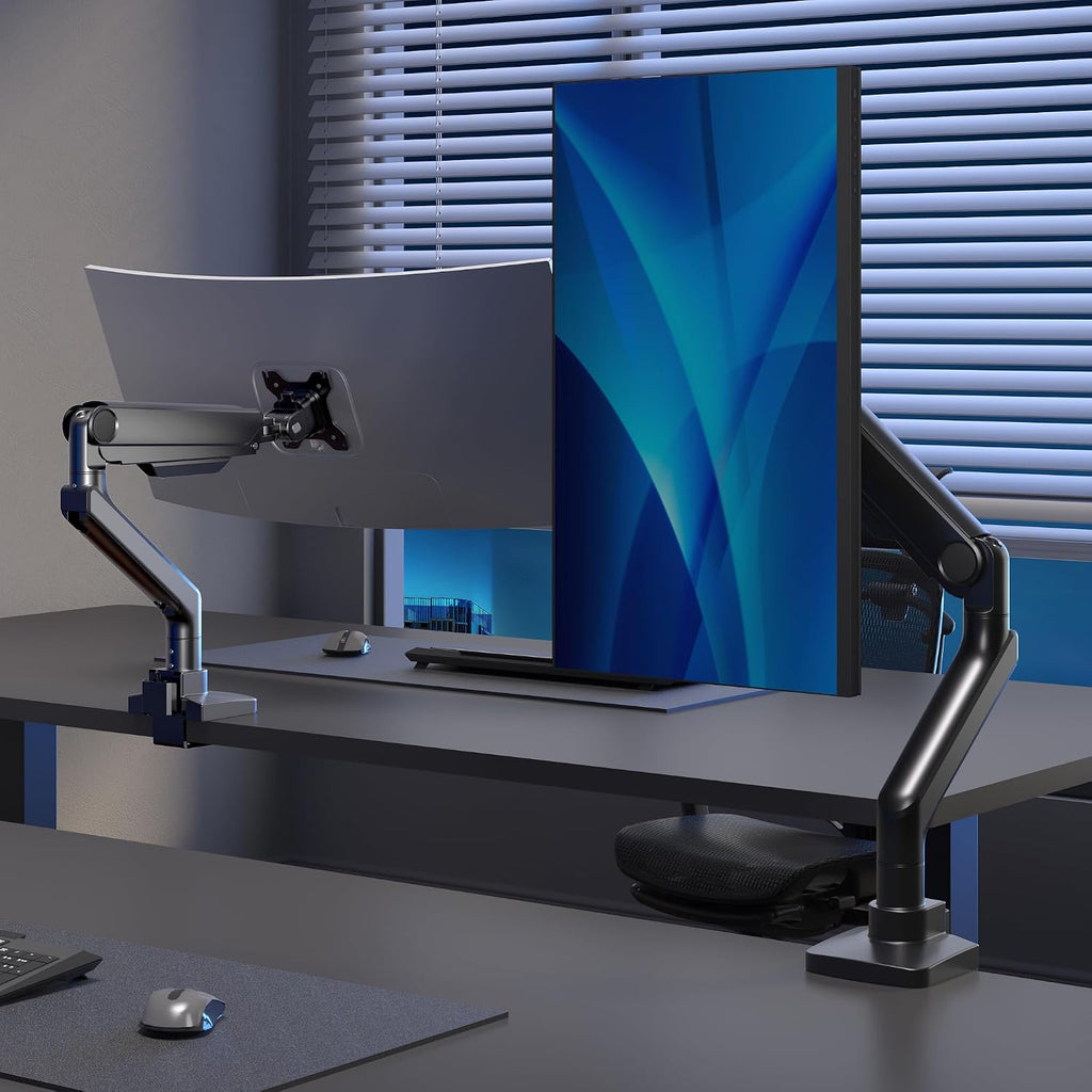 Flexispot Ultrawide Monitor Arm, Monitor Stand for 17 to 49 Inch Screens Holds up to 44 Lbs, Adjustable Gas Spring Arm with C Clamp & Grommet Base for Gaming Office, 75/100 VESA Mount, Black