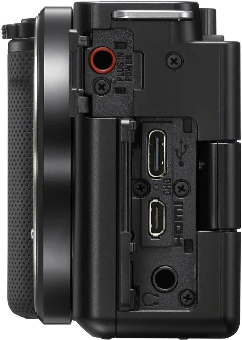 Sony ZV-E10 Mirrorless Camera Black with 16-50Mm Power Zoom Lens (ILCZV-E10L) – 24.2 MP APS-C Sensor, 4K Video, Vari-Angle Screen W/ 64GB Memory Card, Bag, Card Reader and More