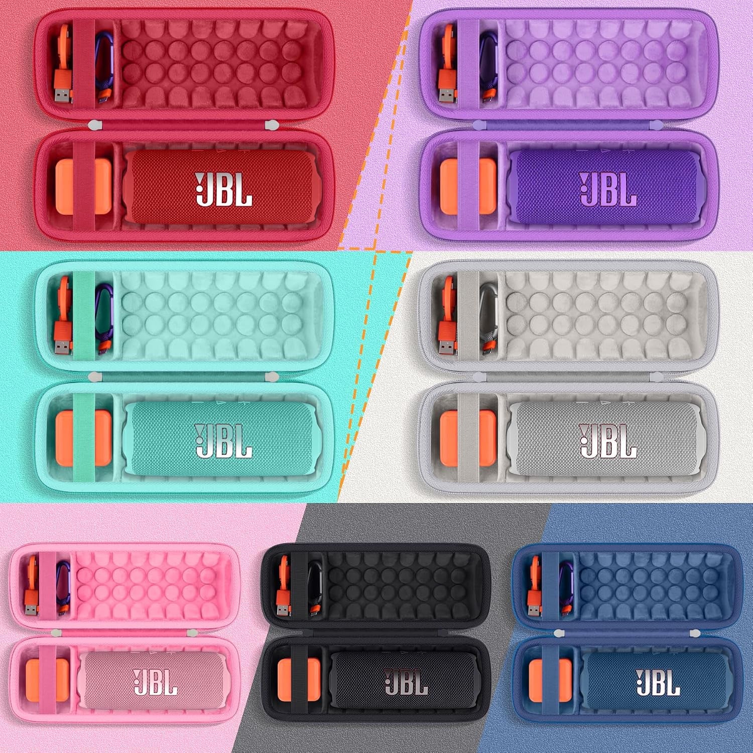 for JBL Flip 7/Flip 6 Waterproof Portable Bluetooth Speaker Protective Case,Case Only(Gray)