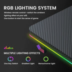 55" Large RGB Sturdy Gaming Desk with Mouse Pad T-Shaped Office Chair Computer Desk Spacious Work Surface Table, Black