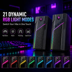 W-206RE RGB Gaming Speakers for PC, Bluetooth Computer Speakers for Desktop with 21 RGB Modes, Stereo Sound, USB Powered, 3.5Mm AUX, Compact Speakers for Monitor, Laptop & Gaming Setup