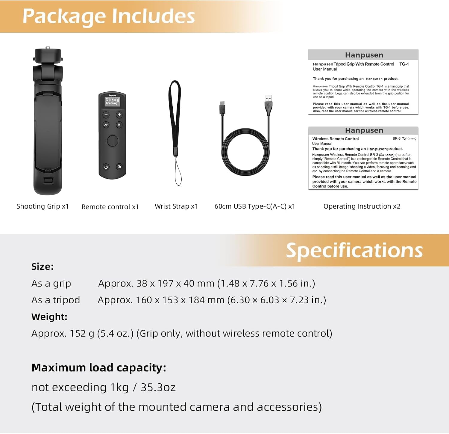 For Canon Tripod Wireless Shooting Grip with Shutter Release - Mini-Tripod with Rechargeable Remote Control for G7 X III/R50/R8/R5/R10/G5 X II/R100/M6 II/M200/M50/R50 V/6D II/V10/V1/SL2, for Vlogging