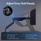 Flexispot Ultrawide Monitor Arm, Monitor Stand for 17 to 49 Inch Screens Holds up to 44 Lbs, Adjustable Gas Spring Arm with C Clamp & Grommet Base for Gaming Office, 75/100 VESA Mount, Black
