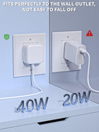 Iphone 17 Charger 40-60W Foldable USB C Fast Charging Block Single Port Apple 40W Dynamic Power Adapter with 60W Max,Apple Charger for Iphone 17 Pro Max/Air/16/15/14/13/12/11 Series,Ipad Pro Air Mini