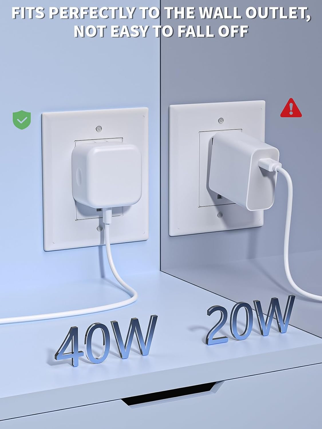 Iphone 17 Charger 40-60W Foldable USB C Fast Charging Block Single Port Apple 40W Dynamic Power Adapter with 60W Max,Apple Charger for Iphone 17 Pro Max/Air/16/15/14/13/12/11 Series,Ipad Pro Air Mini