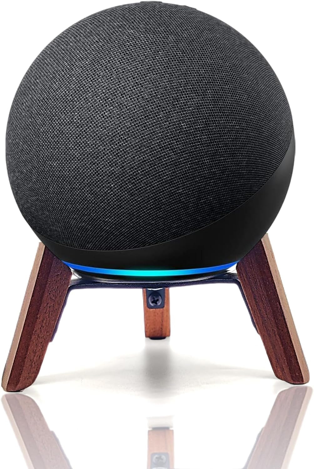 Real Wood Stand for Echo Studio (New Model) 2025,Echo (4Th Gen) Home Speaker, Desktop Tripod Holder Protect Alexa for Sound Better,Stable Wooden Mount for Echo Speaker 2024 on Table (Walnut)