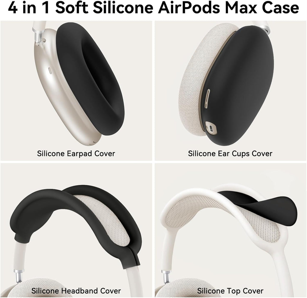 Silicone Case Cover for Airpods Max 2 / Airpods Max Headphones (Black) | Ear Pad Case Cover/Ear Cups Cover/Headband Cover for Airpods Max 2/1 (2026/2024/2020), Accessories for Apple Airpods Max