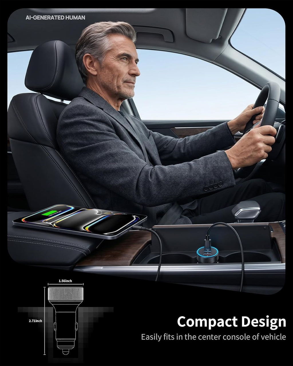 Car Charger USB C, 4-Port 90W Super Fast Charging Car Phone Charger Accessories Dual USB-C & USB-A Cargador Carro Cigarette Lighter Adapter for Iphone 17 16 15 14 13 12, Ipad, Galaxy, Tablet, Android