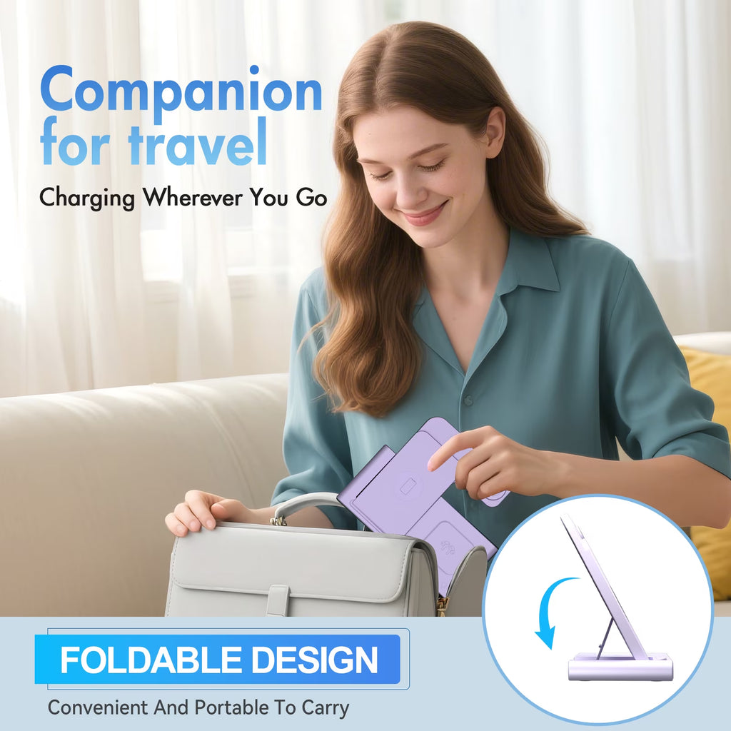 Wireless Charger,15W 3In1 Portable Charger Charging Station Compatible for Iphone 17 16 15 14 Pro Max 13 12 11,For Iwatch 11 10 9 8 7 6 5 4 3 2 Se&Ultra,For Airpods 4 3 Pro,Android Phone Charger