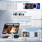 6 in 1 Wireless Charger for Apple Device, 30W Foldable Wired Charging for Ipad with Clock & 7 Color Ambient Light, Nightstand Charger Station for Iphone 17