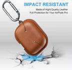 for Airpods Pro 2 Case Leather, Airpods Pro Leather Case Cover with Keychain Airpod Strap Compatible with Apple Airpod Pros 2Nd Generation 2023 2022/Airpods Pros 2019 (Front LED Visible), Brown