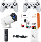 X10 plus Retro Game Console with Projector,4K HD Portable Projector with 10000+ Games,Plug and Play TV Video Game Stick,Android TV 11.0, Wifi,Smart Projector with 2.4G Wireless Controllers