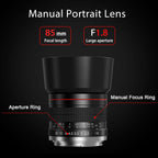 85Mm Lens for Canon RF 85Mm F1.8 Portrait Lens Manual Focus(Mf) for Canon EOS R/Ra/Rp/R3/R5/R5 C/R6/R6 Mark II /R7/R8/R10/R50/R100 Mirrorless Camera (For Canon R Series)
