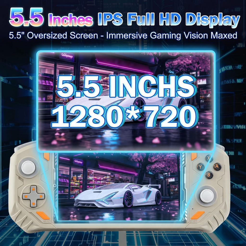 RG56PRO Retro Handheld Game Console - 5.5 Inch IPS Screen,31000+ Classic 3D Games,5000Mah Battery, Open Linux System,Portable Console with 128G TF Card - Birthday Gift for Boyfriend (Gray)