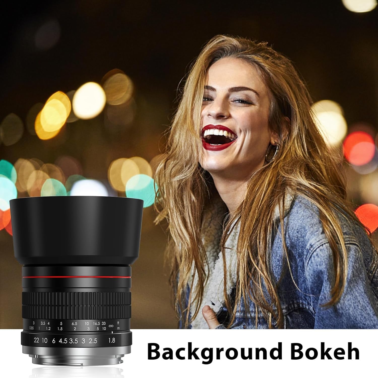 85Mm Lens for Canon RF 85Mm F1.8 Portrait Lens Manual Focus(Mf) for Canon EOS R/Ra/Rp/R3/R5/R5 C/R6/R6 Mark II /R7/R8/R10/R50/R100 Mirrorless Camera (For Canon R Series)