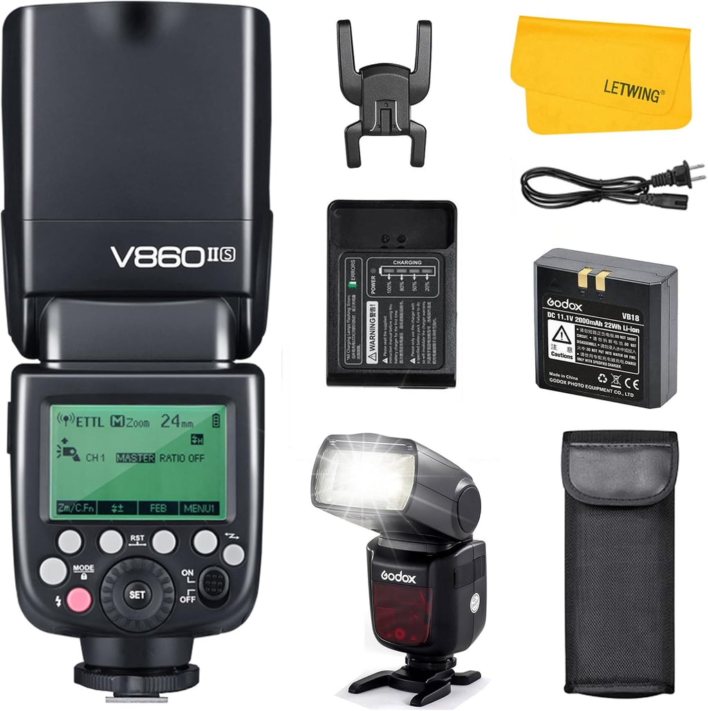 V860II-S TTL Flash for Sony Cameras, GN60 2.4G Wireless Speedlite for Sony, HSS 1/8000S, 20-200Mm Zoom, 2000Mah Li-Ion Battery, 1.5S Recycle Time, 650 Full Power Flashes