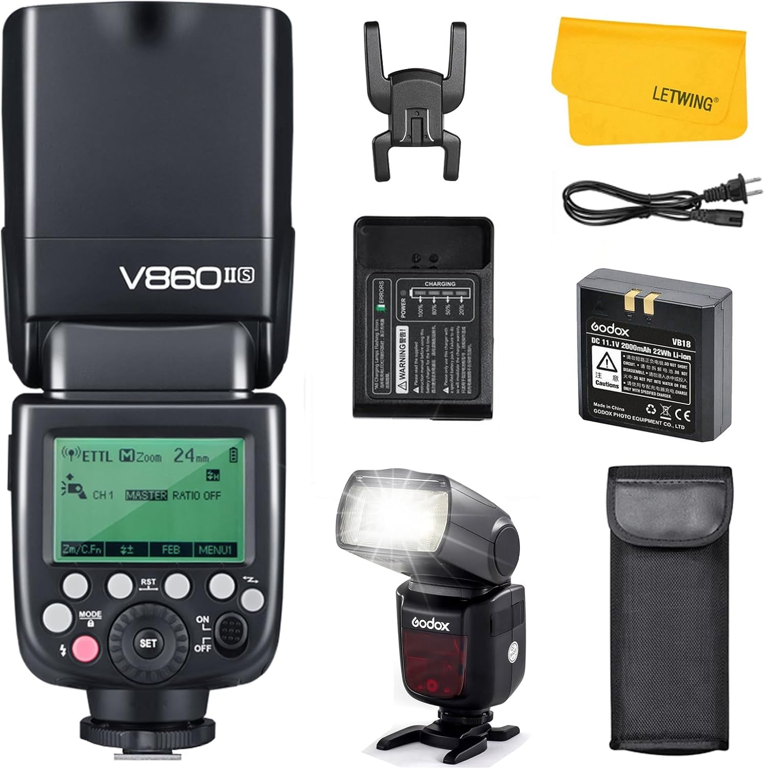 V860II-S TTL Flash for Sony Cameras, GN60 2.4G Wireless Speedlite for Sony, HSS 1/8000S, 20-200Mm Zoom, 2000Mah Li-Ion Battery, 1.5S Recycle Time, 650 Full Power Flashes