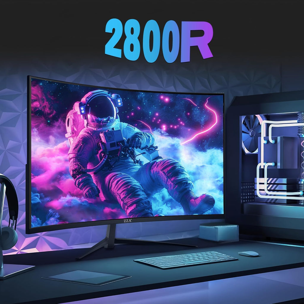 24 Inch Gaming Monitor 200Hz Curved Computer Monitor FHD 1080P, Curved 2800R VA Panel with 1Ms MPRT, Freesync, HDMI DP, VESA Mount for Gaming and Home Office