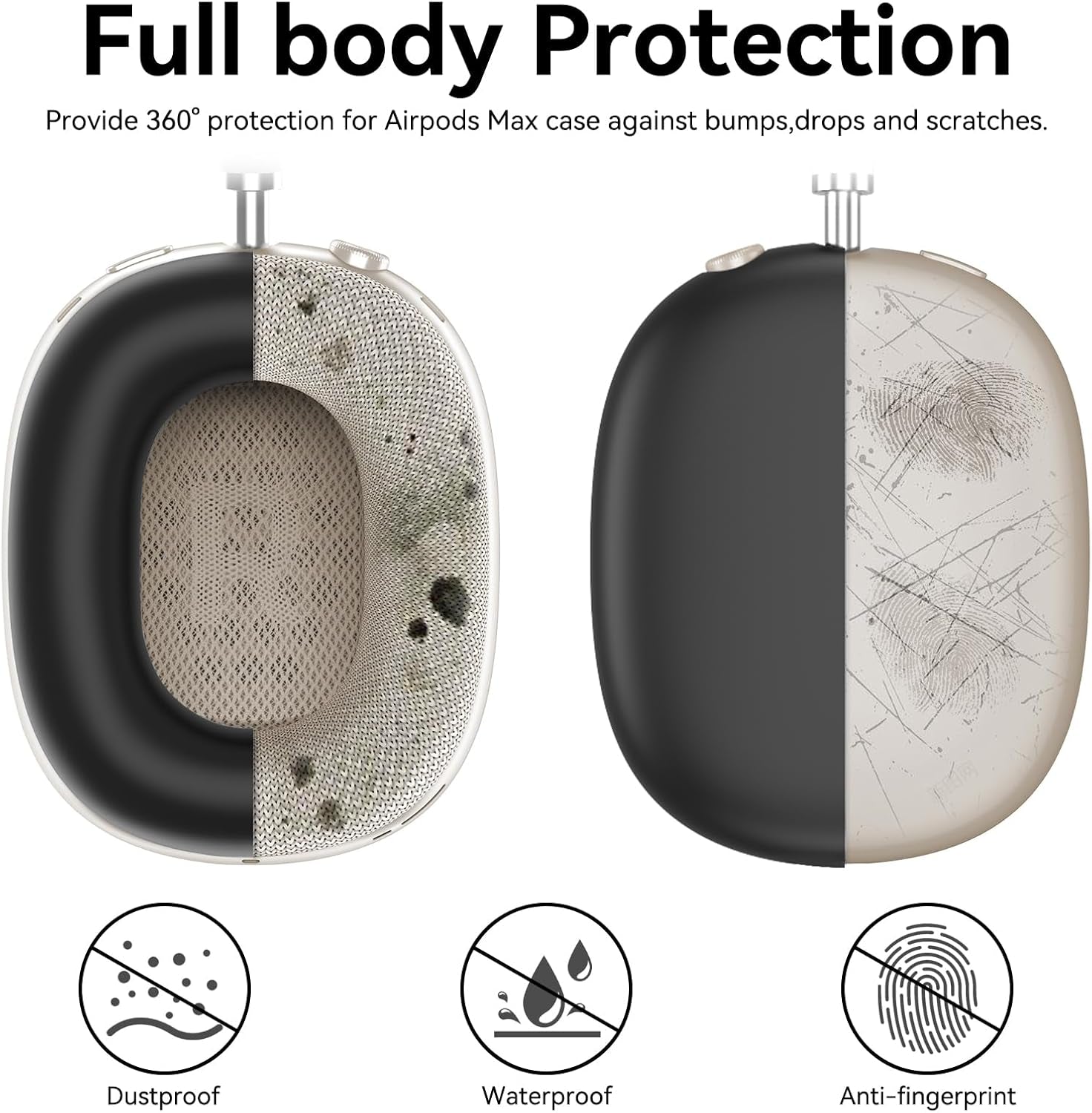 Silicone Case Cover for Airpods Max 2 / Airpods Max Headphones (Black) | Ear Pad Case Cover/Ear Cups Cover/Headband Cover for Airpods Max 2/1 (2026/2024/2020), Accessories for Apple Airpods Max