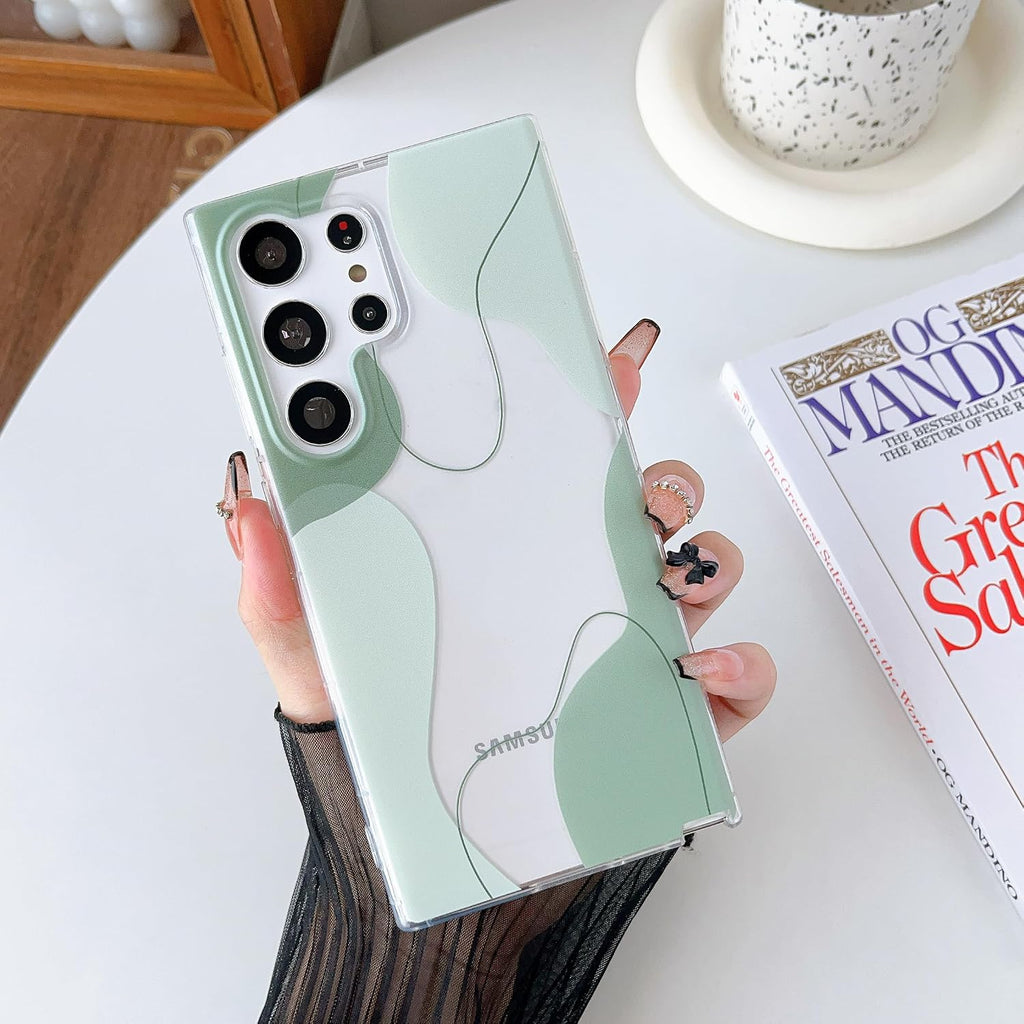 Compatible with Samsung Galaxy S26 Ultra Case, Soft Shaped Art Design with Built-In Bumper Protective Phone Case, Cute Slim TPU Cover Designed for Samsung Galaxy S26 Ultra Case, Green