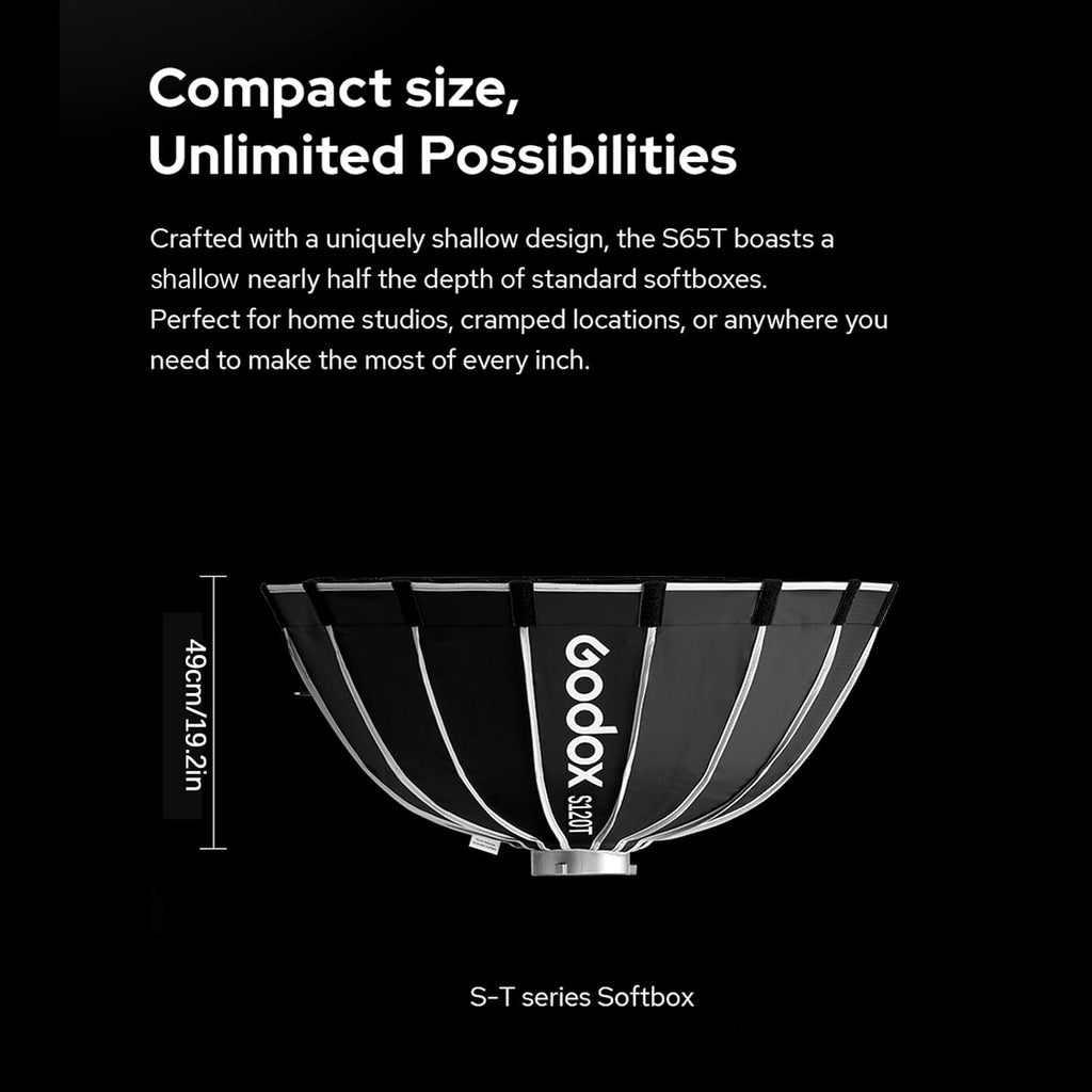 S120T 120Cm/47.2In Quick Release Umbrella Softbox Professional Foldable Softbox with Standard Bowen Mount & Diffusers for Photography Studio Photography Portrait Live Stream