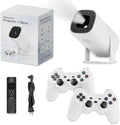 New P30 Retro Game Console with Projector，4K HD Portable Projector with 36000+ Games，Plug and Play TV Video Game Stick，Smart Projector with 2.4G Wireless Controllers，Android TV 11.0, Wifi