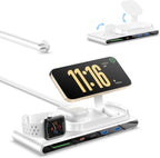 7-In-1 Wireless Charging Station for Apple Devices,  Magnetic Wireless Charger &4 USB Ports(Pd65W USB-C), 5FT Cord Flat Plug, Foldable Charger Stand for Macbook,Iphone 16/15/14, Iwatch &Airpods