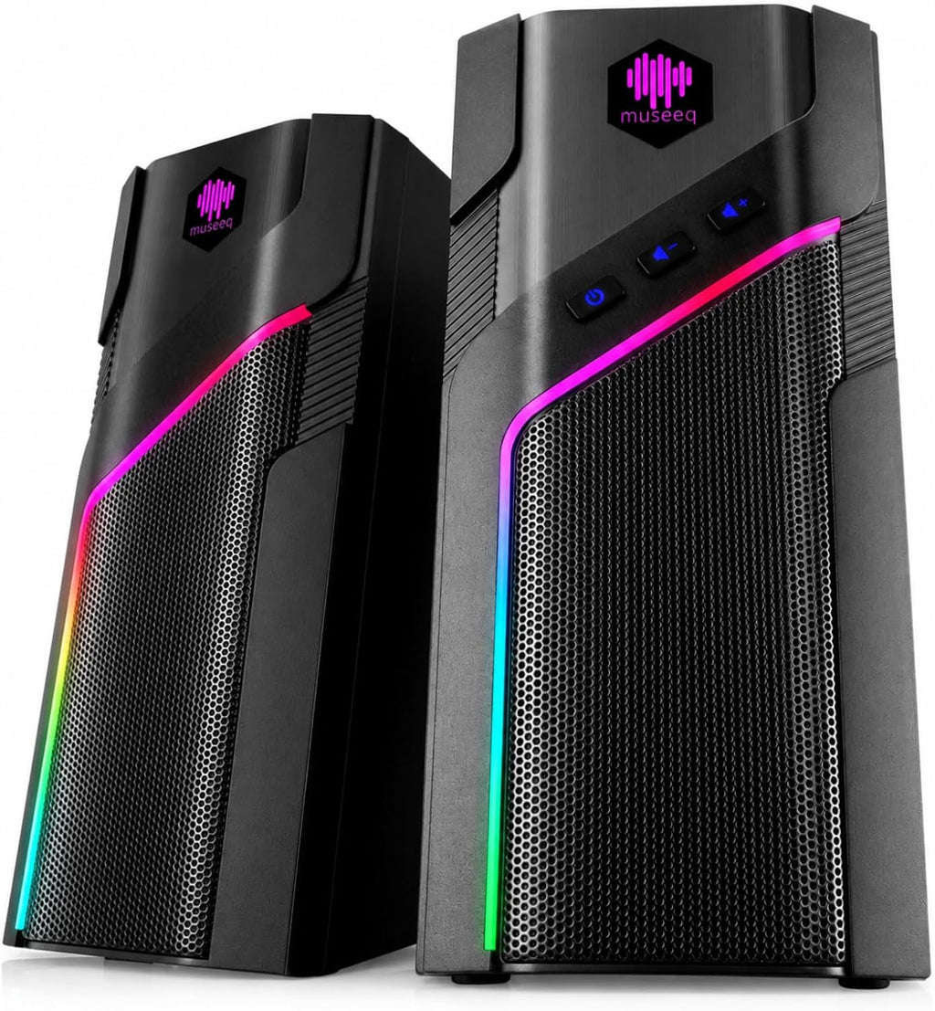 W-206RE RGB Gaming Speakers for PC, Bluetooth Computer Speakers for Desktop with 21 RGB Modes, Stereo Sound, USB Powered, 3.5Mm AUX, Compact Speakers for Monitor, Laptop & Gaming Setup