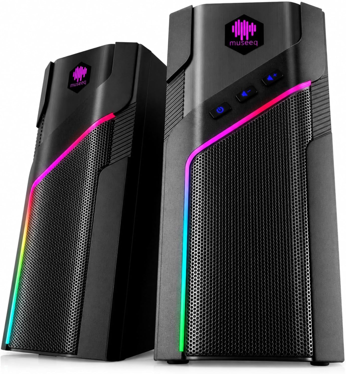 W-206RE RGB Gaming Speakers for PC, Bluetooth Computer Speakers for Desktop with 21 RGB Modes, Stereo Sound, USB Powered, 3.5Mm AUX, Compact Speakers for Monitor, Laptop & Gaming Setup