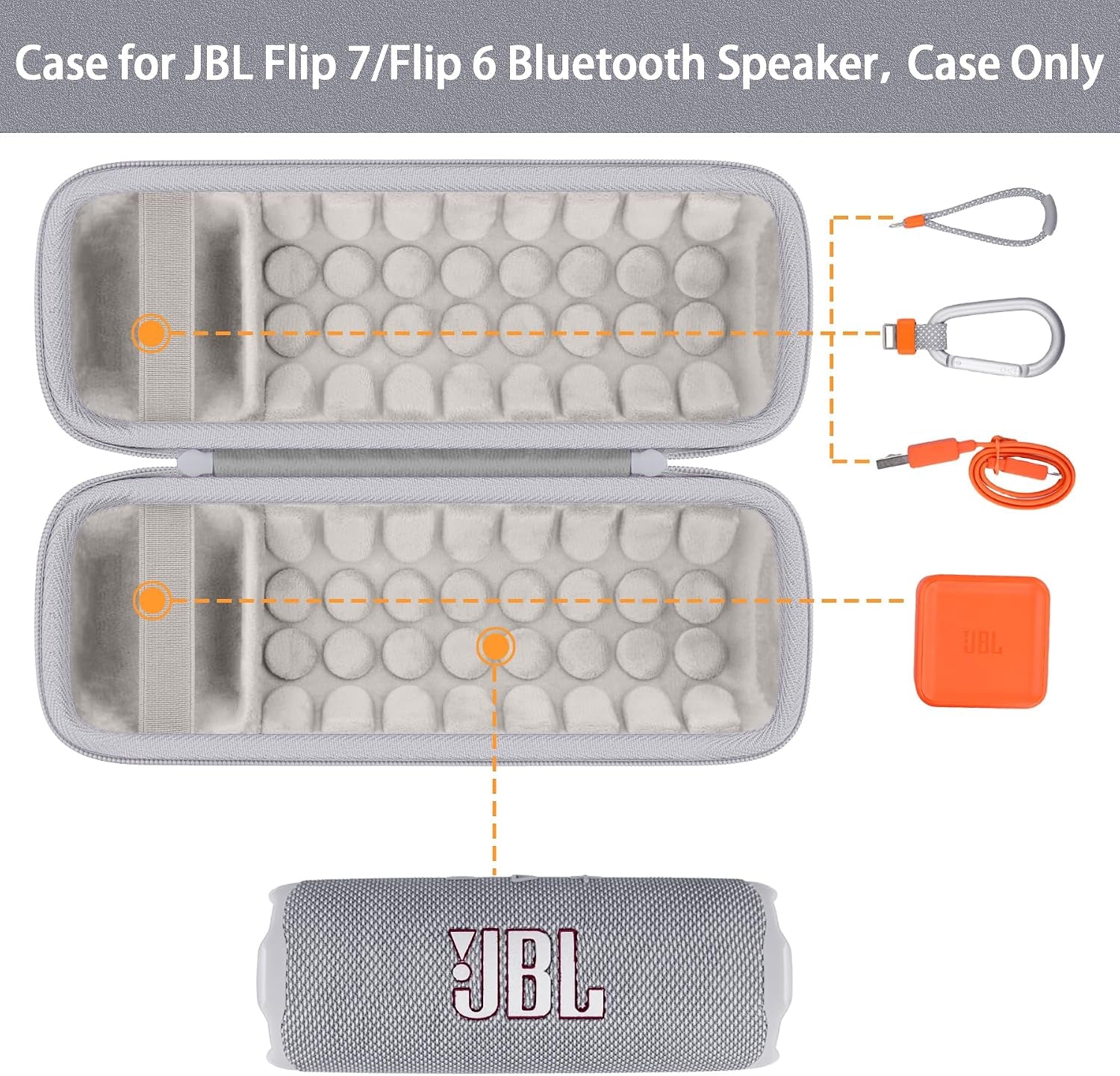 for JBL Flip 7/Flip 6 Waterproof Portable Bluetooth Speaker Protective Case,Case Only(Gray)