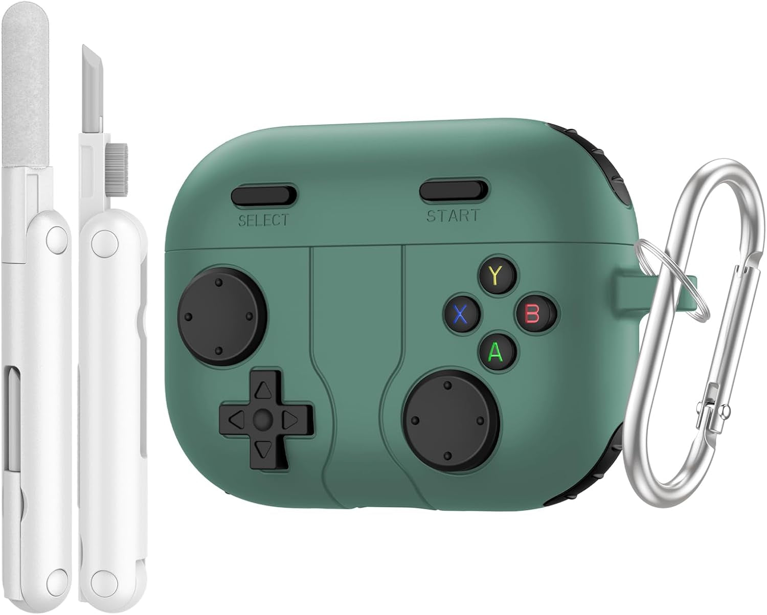 Silicone Case for Airpods Pro 3 (2025), Green | Classic Cool Game Console Design, Shock-Proof Soft Protective Cover for Airpod Pro 3Rd Generation with Cleaning Kit