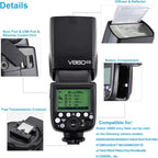 V860II-S TTL Flash for Sony Cameras, GN60 2.4G Wireless Speedlite for Sony, HSS 1/8000S, 20-200Mm Zoom, 2000Mah Li-Ion Battery, 1.5S Recycle Time, 650 Full Power Flashes