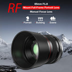 85Mm Lens for Canon RF 85Mm F1.8 Portrait Lens Manual Focus(Mf) for Canon EOS R/Ra/Rp/R3/R5/R5 C/R6/R6 Mark II /R7/R8/R10/R50/R100 Mirrorless Camera (For Canon R Series)