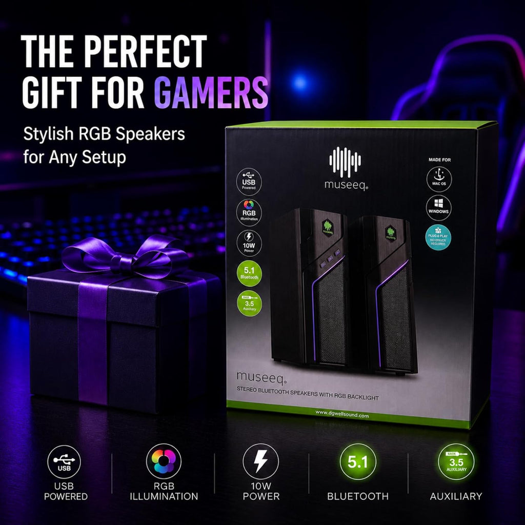W-206RE RGB Gaming Speakers for PC, Bluetooth Computer Speakers for Desktop with 21 RGB Modes, Stereo Sound, USB Powered, 3.5Mm AUX, Compact Speakers for Monitor, Laptop & Gaming Setup