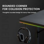 55" Large RGB Sturdy Gaming Desk with Mouse Pad T-Shaped Office Chair Computer Desk Spacious Work Surface Table, Black