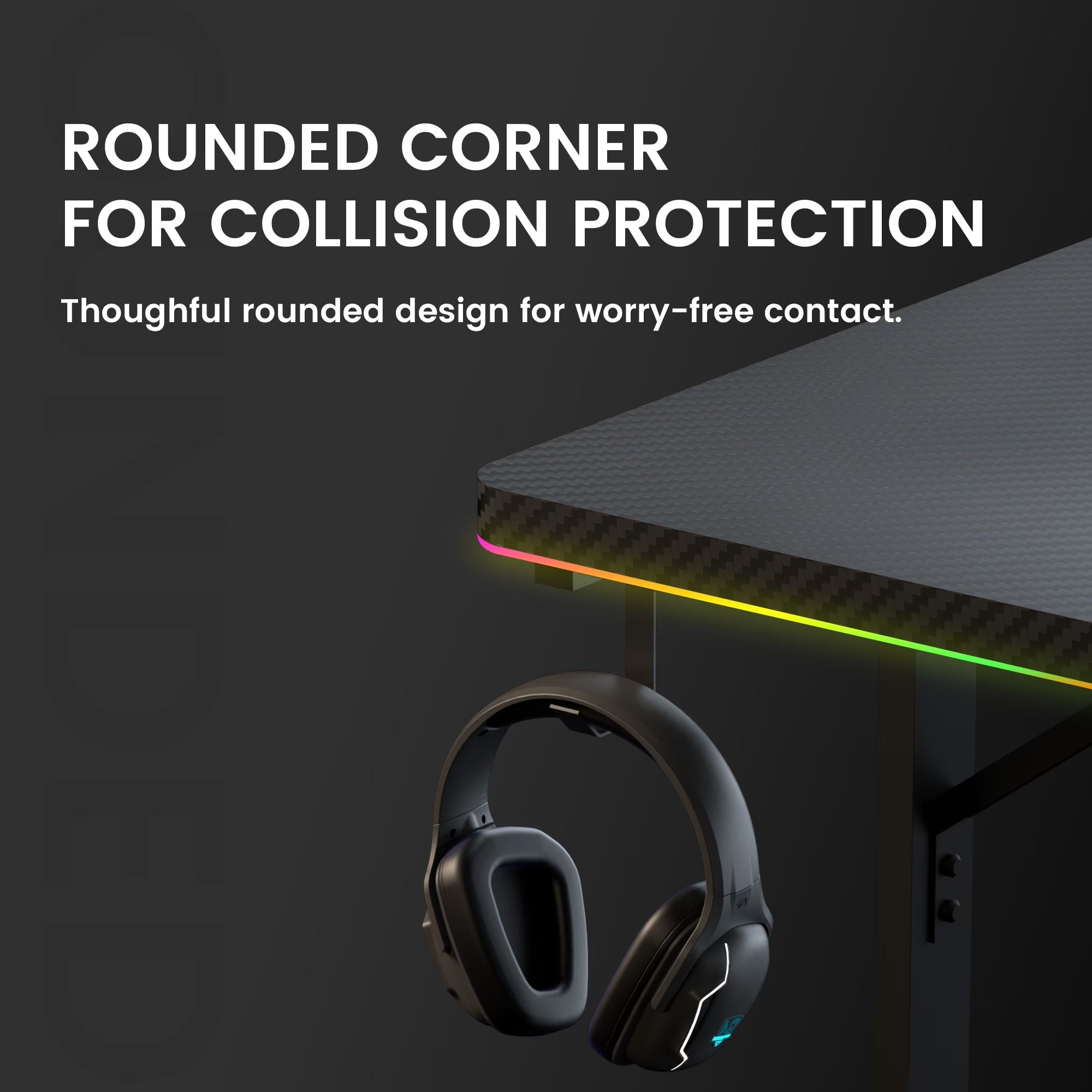 55" Large RGB Sturdy Gaming Desk with Mouse Pad T-Shaped Office Chair Computer Desk Spacious Work Surface Table, Black