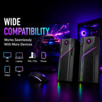 W-206RE RGB Gaming Speakers for PC, Bluetooth Computer Speakers for Desktop with 21 RGB Modes, Stereo Sound, USB Powered, 3.5Mm AUX, Compact Speakers for Monitor, Laptop & Gaming Setup