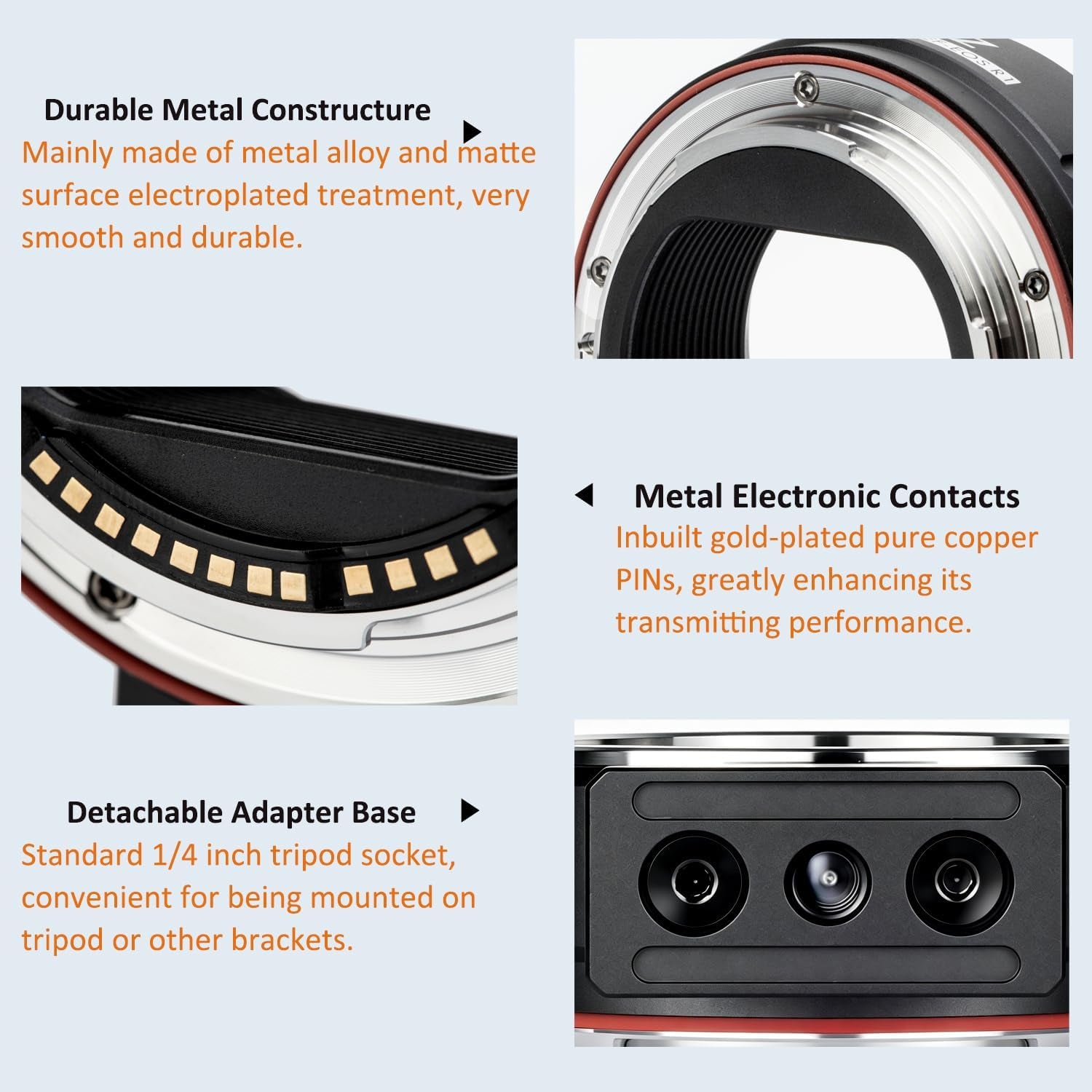 EF-EOS R Lens Mount Adapter Auto-Focus Lens Converter Compatible with Canon EF/EF-S Series Lens and EOS R, RP, R3, R5, R6, R6II, R7, R8, R10, R50, R100 Cameras