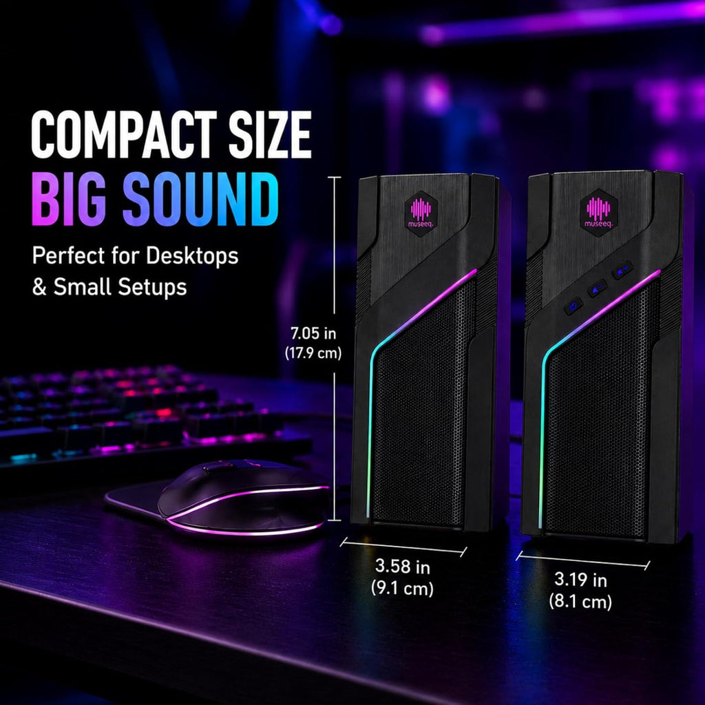 W-206RE RGB Gaming Speakers for PC, Bluetooth Computer Speakers for Desktop with 21 RGB Modes, Stereo Sound, USB Powered, 3.5Mm AUX, Compact Speakers for Monitor, Laptop & Gaming Setup