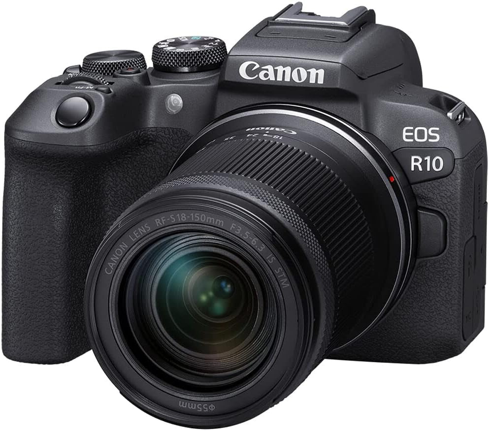 Canon EOS R10 Rf-S18-150Mm F3.5-6.3 Is STM Lens Kit, Mirrorless Vlogging Camera, 24.2 MP, 4K Video, DIGIC X Image Processor, High-Speed Shooting, Subject Tracking, Compact, for Content Creators Black