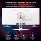 34" WQHD 165Hz IPS Ultrawide Gaming Monitor, Freesync, HDMI/DP, White | 120%Srgb Color, Built-In Speakers, Low Blue Light, 178° Wide View and Wall Mount75×75Mm for PC Gaming, Video Editing and Work