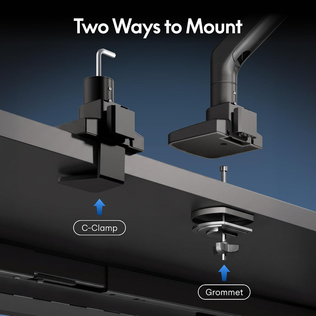 Flexispot Ultrawide Monitor Arm, Monitor Stand for 17 to 49 Inch Screens Holds up to 44 Lbs, Adjustable Gas Spring Arm with C Clamp & Grommet Base for Gaming Office, 75/100 VESA Mount, Black